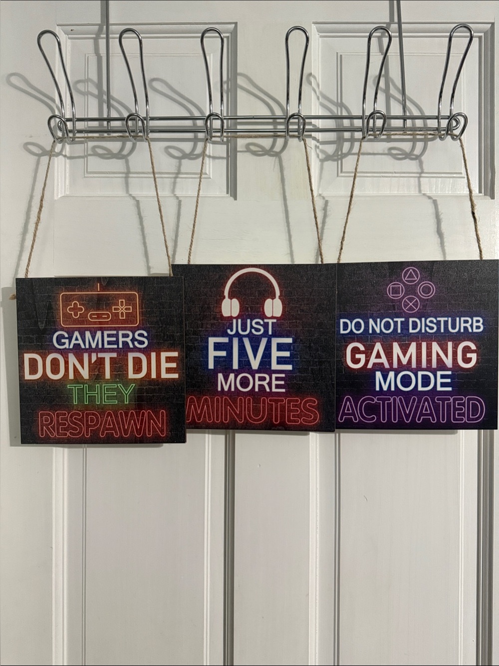 Gaming Wall Signs Set - Neon Black Motif set of 6